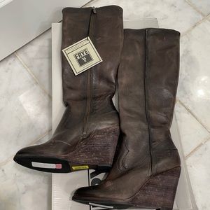 Frye NEW Cece Tall Leather Boots - Slate, Sz 8.5